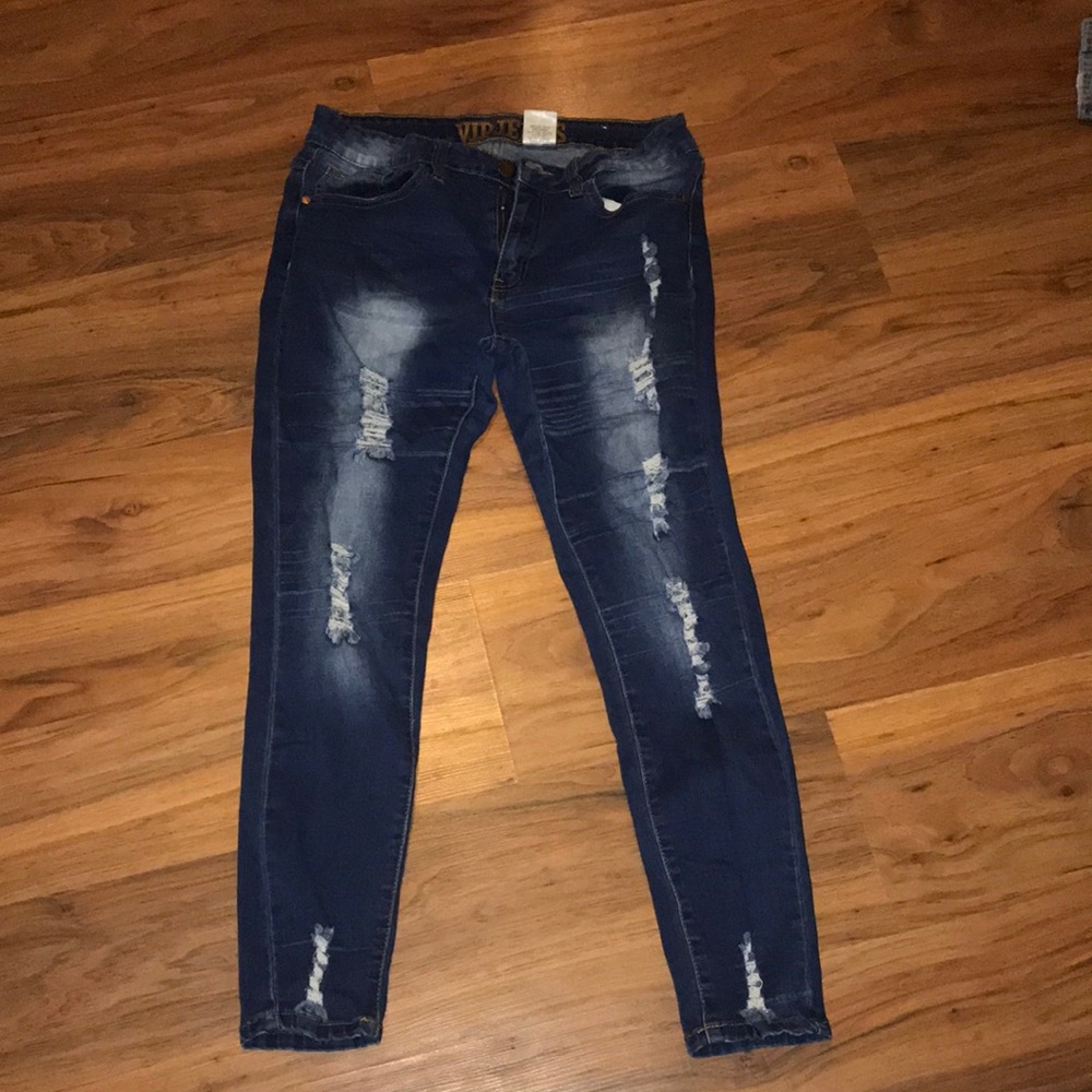 Dark wash ripped jeans